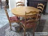 Original oak pedestal table and chairs