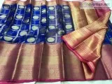 Pure kanchi organza sarees with heavy pallu and brocade blouse