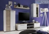 NEW Modern light wood  Entertainment center tv stand glass cabin