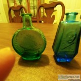 Vintage Whiskey Bottle and 2 Small Colored Bottles.