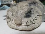Lou Rankin Concrete Cat Sculpture Cement Signed 1974