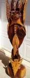 Bear Solid Walnut Wood Chain Saw Art Boot Planter and Plant Stan