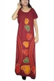 Womens Printed Nighty Purple Sleepwear Cotton Maxi Dress XL