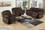 (WHOLESALE) 3 pcs Chocolate Color Suede Motion Sofa Set Reclinin