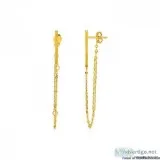 14k Yellow Gold Bar and Chain Dangle Earrings
