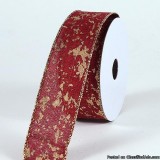 Christmas Ribbon Red Canvas with Gold Splatter ( 1-12 Inch x 10 