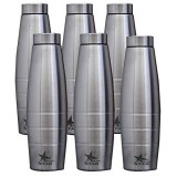 Stainless Steel Water Bottle (Silver) Set of 6