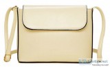 Cream Beige Plain Satchel Style Leather Bag