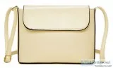 Cream Beige Plain Satchel Style Leather Bag