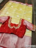 Beautiful pure kora sarees with rich pallu and designer blouse