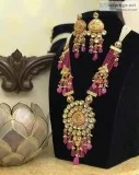 Babosa Sakhi Wedding Kundan Pendant Ruby Onyx Beaded Indian Neck