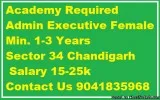 Academy Required  Admin Executive Female Min. 1-3 Years  Sector 