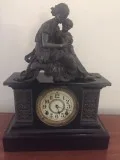 ANTIQUE 1882 ANSONIA NY MANTLE CLOCK WITH STATUE