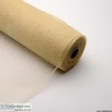 10 Inch x 10 Yards Tan Floral Mesh Wrap Solid Color