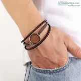 Braided Multi-layer Bracelet- Wood Feature