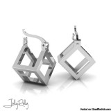 Stuck In A Cube Silver Earrings and Studs by JollyRolly