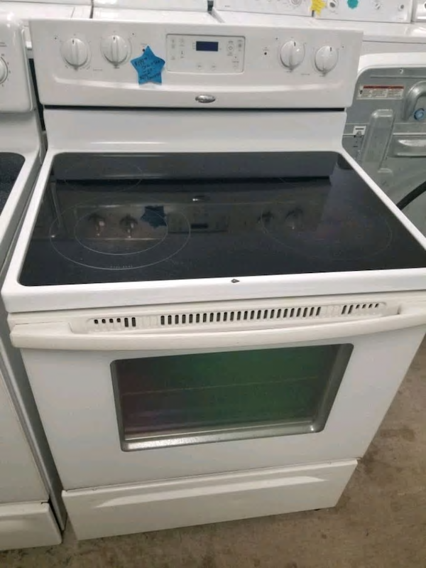 White glass top stove