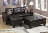 NEW Reversible L Sectional Sofa Chaise Tufted XL Ottoman Espress