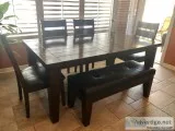 DINING TABLE W- 4 CHAIRS AND 3 SEAT BENCH