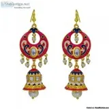 Buy Kundan Meenakari Earrings Jhumka Bali Online from MK Jewelle