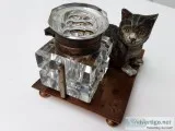 INK WELL VINTAGE feline and inkwell