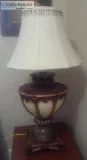 Urn Shaped Large Table Lamp with Beige Shade