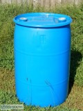 55 gallon blue plastic water rain barrel drum
