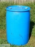 55 gallon blue plastic water rain barrel drum