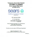 SEASONAL Store Support AssociateSTORE CLOSING40 Hourswk