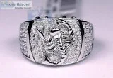 Mens Diamond Scorpion Pinky Band Ring 14K White Gold