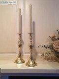 4 Candle Stick Lacquered Brass Holders With Special Candles