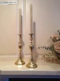 4 Candle Stick Lacquered Brass Holders With Special Candles