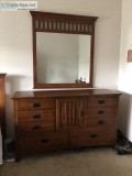 Oak Dresser and Mirror