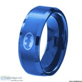 Brand New Mens Stainless Steel Batman Ring- Blue Size 8