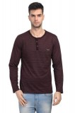 Men Black Solid Henley neck neck T-shirt