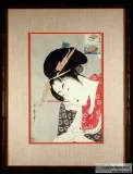 Flower Fan Japanese Utagawa Utamaro Print