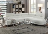 Living Room Curved Sectional Sofa Couch Round Chaise White Faux 