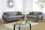 &quotBrand New in Box&quot Grey Mid Century 2pc Set Plush Tufted