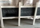 2 White wood lattice chalkboard strips