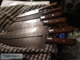 Damascus steel chef knife set Walnut handles