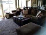 Ashley sofa and 2 chairs with ottomans