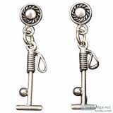 Solid Sterling Silver Polo Mallet Earring with Stud Posts For 75