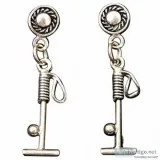 Solid Sterling Silver Polo Mallet Earring with Stud Posts For 75