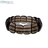 Satyamani Natural Energized Smokey Quartz Broad Faceted Bracelet
