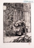 Renee and Father Sitting Orig Etching by James Tissot
