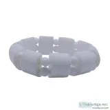 Satyamani Natural Energized Square White Agate with Bead Bracele