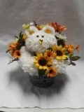 Handcrafted Scented Harvest Time Carnation Bear Arrangement
