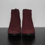 CLARKS Burgundy WineSuede Leather Zip Ankle Boots