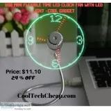 USB Mini Flexible Time Led Clock Fan With Led Light -Cool Gadget
