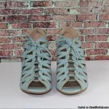 Jun and Ivy Mint Wedge Ghille Sandal